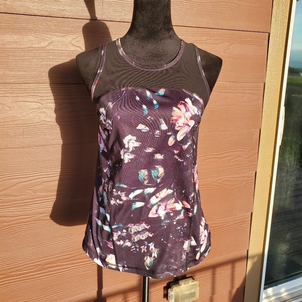 FILA Sport Black Floral Mesh Women's Athletic Tank Top Size XS EUC